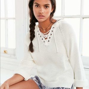 Urban outfitters ecote lace up hoodie sweater